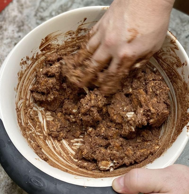 Mosaic Cake Recipe - Mix the ingredients and biscuits together and shape with a container and fridge 