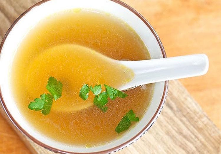 Chicken Stock Recipe: Basic Flavors 2 Chicken Stock Recipe - Chicken broth stock with clear appearance