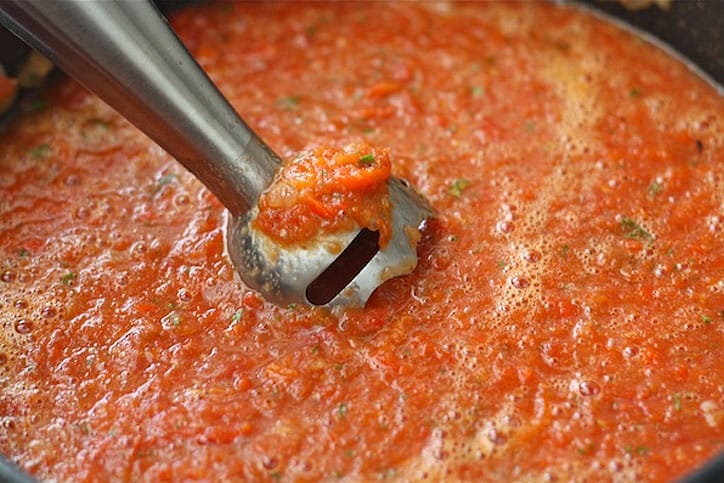 Tomato Soup Recipe - Puree the tomatoes.