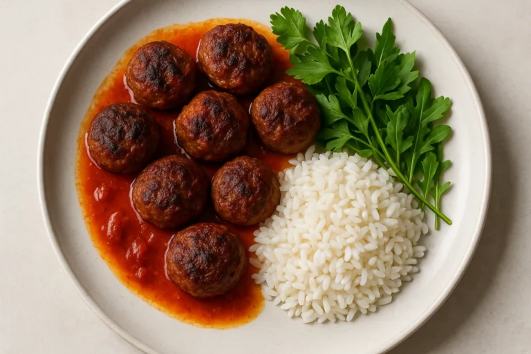 Fırında pişirilmiş salçalı köfteler